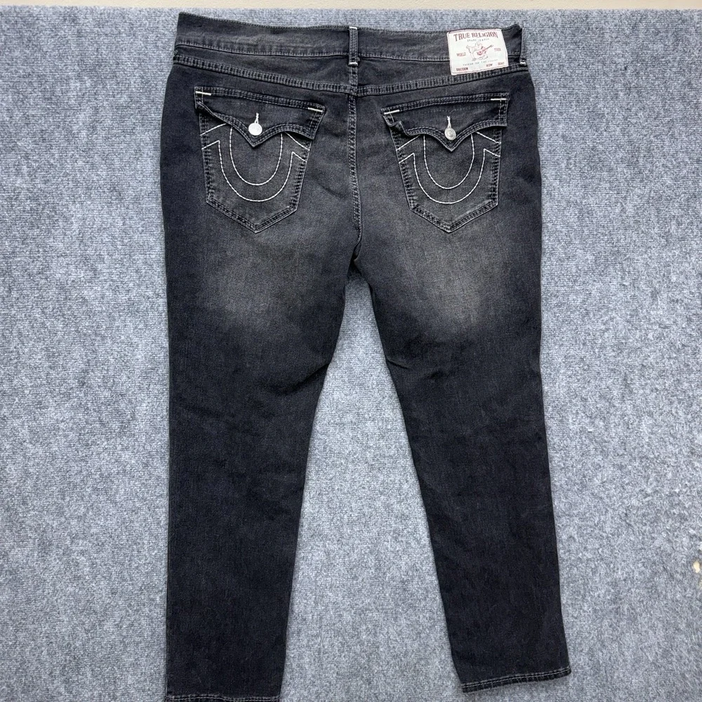 True Religion Geno Relaxed Slim Big T Flap Jeans Men's size 38 38x31 black
